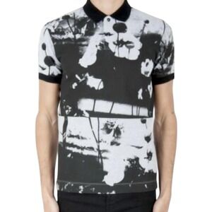Alexander McQueen McQ All-Over Logo Polo Shirt Sz Size XL‎ Black & White Art NWT
